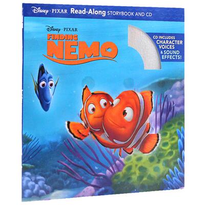 英文绘本Disney Finding Nemo Read-Along Storybook 带CD 迪士尼海底总动员1 寻找莫尼 图画故事书