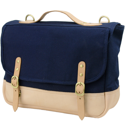 原创拼接牛皮单肩邮差帆布男包