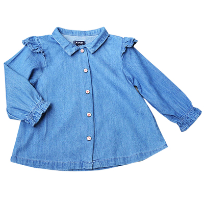婴童牛仔衬衫纯棉软牛仔翻领上衣