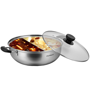 创生火锅鸳鸯锅加厚电磁炉专用锅不锈钢火锅家用火锅盆262830cm