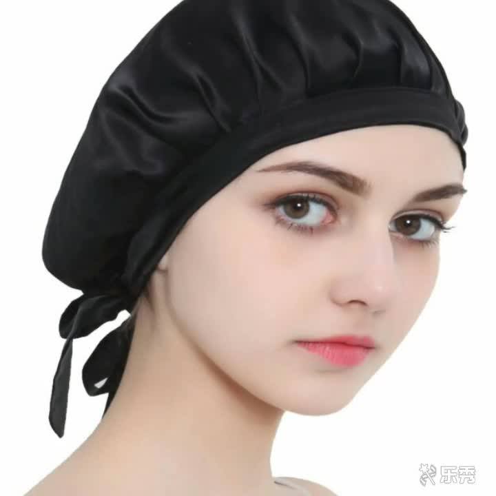 2-Pack Satin Silk Sleep Caps With Hair Bobbles - Adjustable Elastic Band, For Hair Protection At Night, Long & Curly Hair