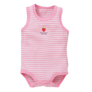 日本本土西松屋宝宝无袖包屁衣婴儿网眼速干背心三角爬服儿童夏装