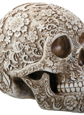 花饰西洋仿古风万圣节骷髅头摆件