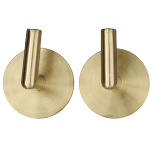 小直角窗帘墙钩挂壁钩可免打孔免钉粘贴式黄铜色一对北欧美式轻奢