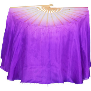 真丝双面紫色渐变舞蹈扇 舞蹈道具海派秧歌扇广场舞扇古典舞扇子