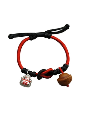 纯银虎狗桃蓝猪惊骨红绳编手链