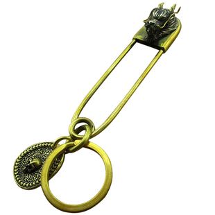 纯黄铜美式大别针曲别针钥匙扣机车汽车龙头骷髅头魔兽古尔丹挂件