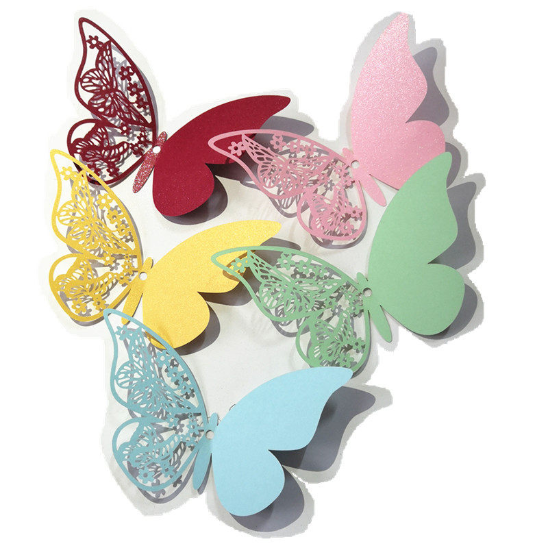 蝴蝶祝福语卡片 留言卡 圣诞吊卡 许愿卡 派对装饰卡 小卡片 50枚