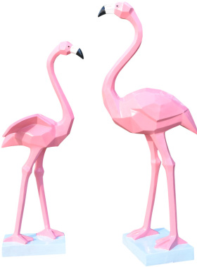 仿真动物几何火烈鸟玻璃钢雕塑