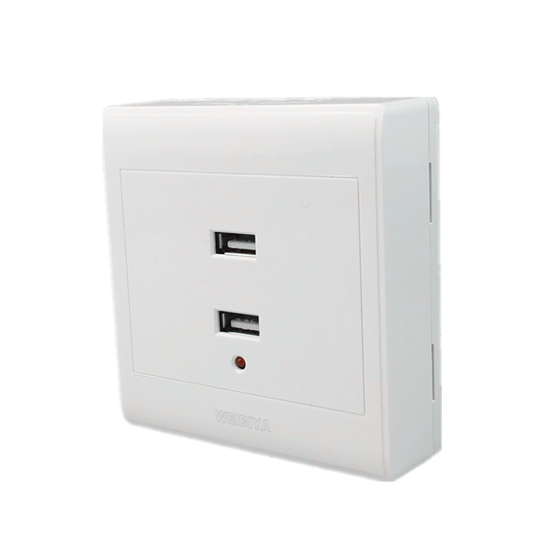 86型墙壁明装220伏家用USB 白色面板二位36V工地手机充电USB插座