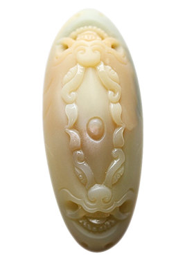 阿拉善玛瑙大师级双头兽面雕件