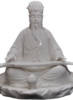 德化白瓷抚琴诸葛亮摆件人物雕塑