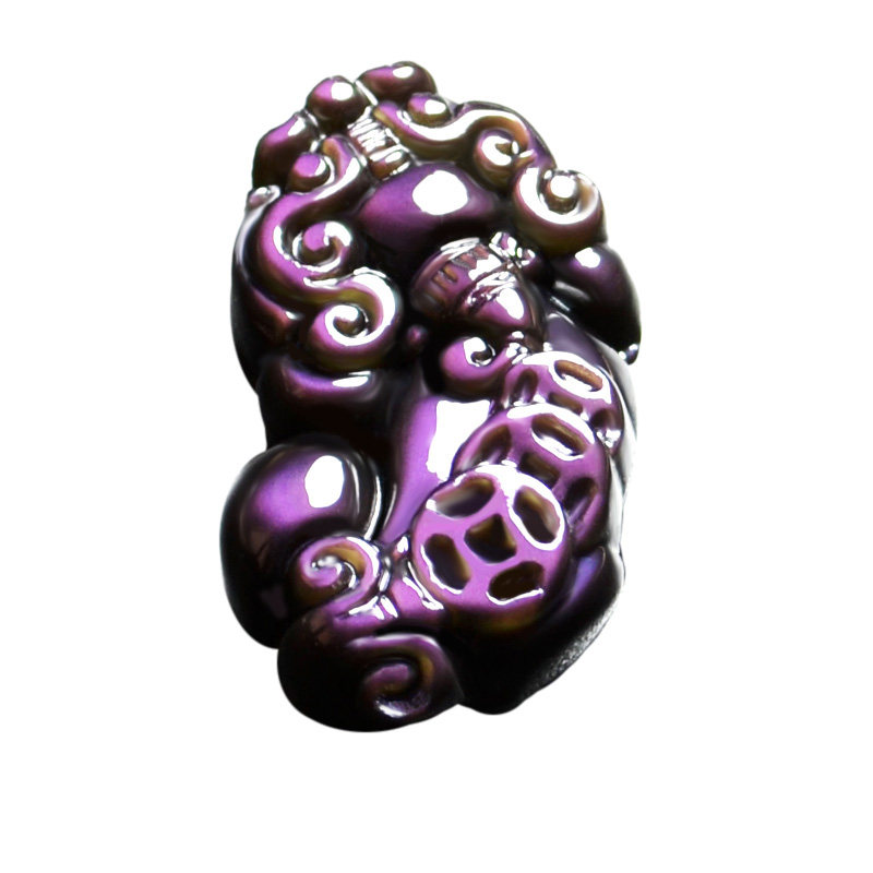 天然双面彩虹眼黑曜石貔貅吊坠男女士情侣款串手链水晶饰品挂坠