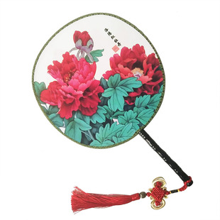 仕女图团扇双面中国风古典金边挂坠青花瓷舞蹈梦回江南工艺扇女式