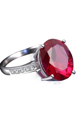 红宝石戒指 女日韩国纯银镀18k金镶嵌彩色宝石珠宝红碧玺戒指女