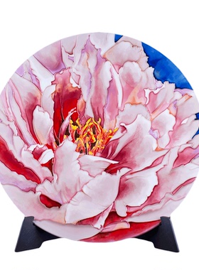 三彩艺作品牡丹绽放客厅摆件现代