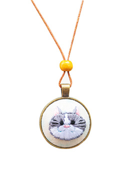 手工刺绣猫咪小物件日系毛衣链