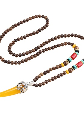 复古配饰复古长款佛珠项链