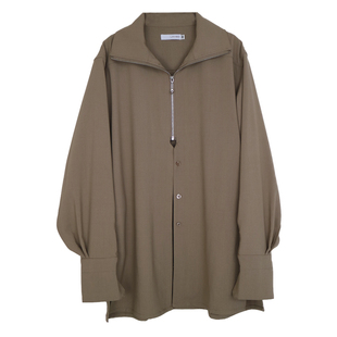 【LAMBO独家】 Lem*****风 oversize 立领拉链开叉长衬衫
