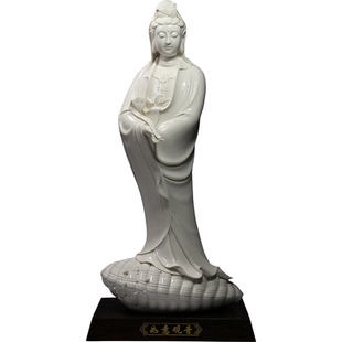 德化陶瓷 赖瑞攀大师蛤蜊如意观音像供奉观音菩萨佛像工艺品摆件