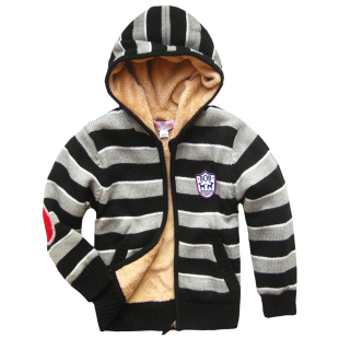 男童毛衣外套加绒加厚冬装连帽撤柜正品童装秋冬棉袄儿童棉服棉衣