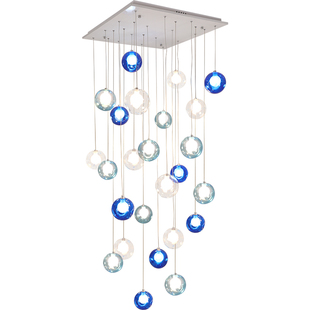 复式楼梯吊灯中空楼旋转别墅吧台餐厅灯创意网红玻璃泡泡球长吊灯