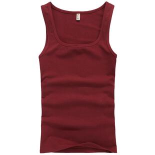 续点方领背心男纯色纯棉健身紧身运动打底衫修身型男士背心夏季