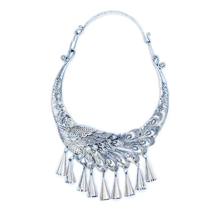 云南民族风复古苗银项圈挂饰女孔雀龙象苗族项链舞蹈演出活动道具