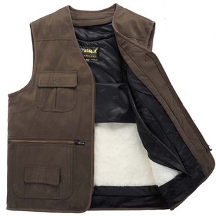 秋冬真皮马甲男中老年皮毛一体羊毛可拆卸户外保暖羊剪绒爸爸坎肩