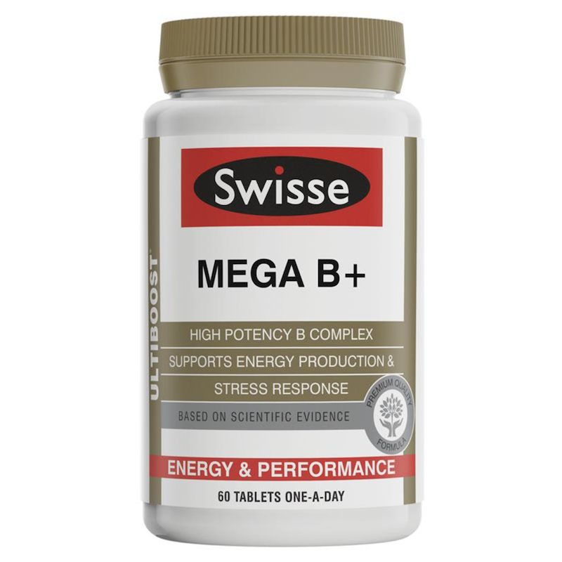澳洲直邮Swisse复合维生素B片60粒VB片 MEGA B+成人补充维生素B族