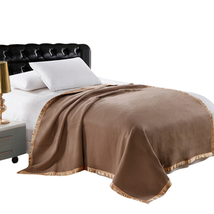酒店宾馆专用加厚床上新西兰纯色羊毛毯保暖羊绒毯布草驼色床盖毯
