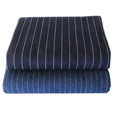 条纹水洗棉蓝色清仓处理牛仔布料