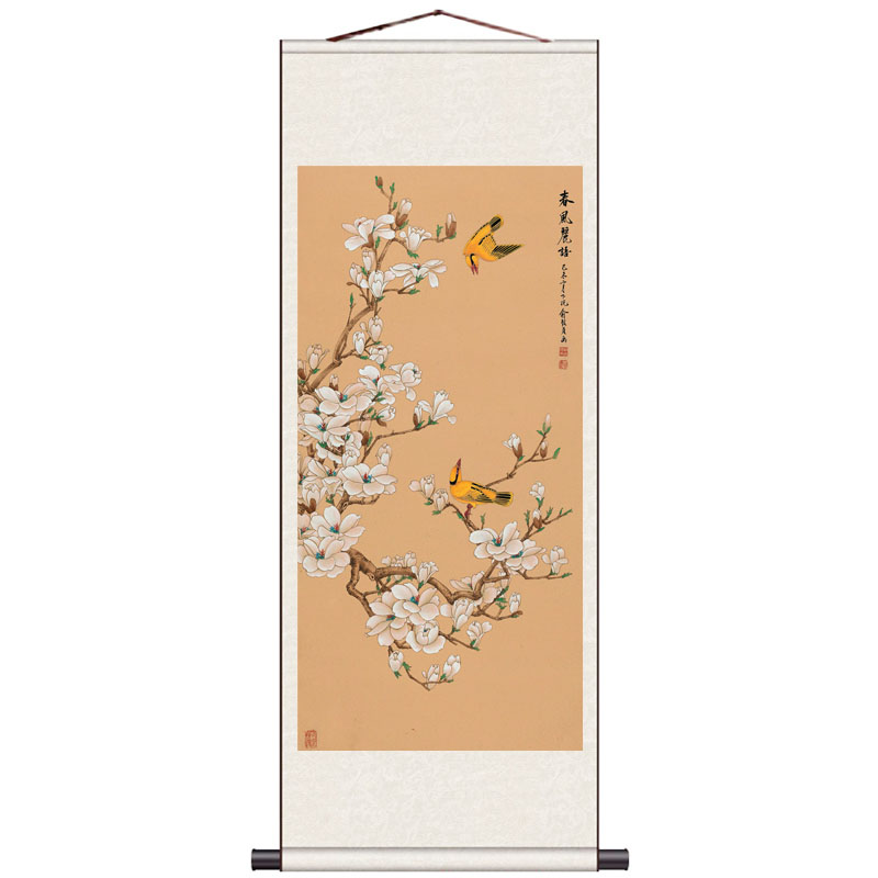 枫叶花鸟画卷轴画国画装饰画