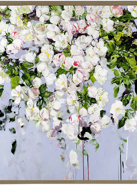 蓝色手绘花卉抽象植物轻奢装饰画