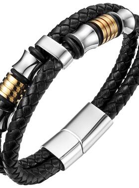 小众男士皮手链韩版学生钛钢百搭