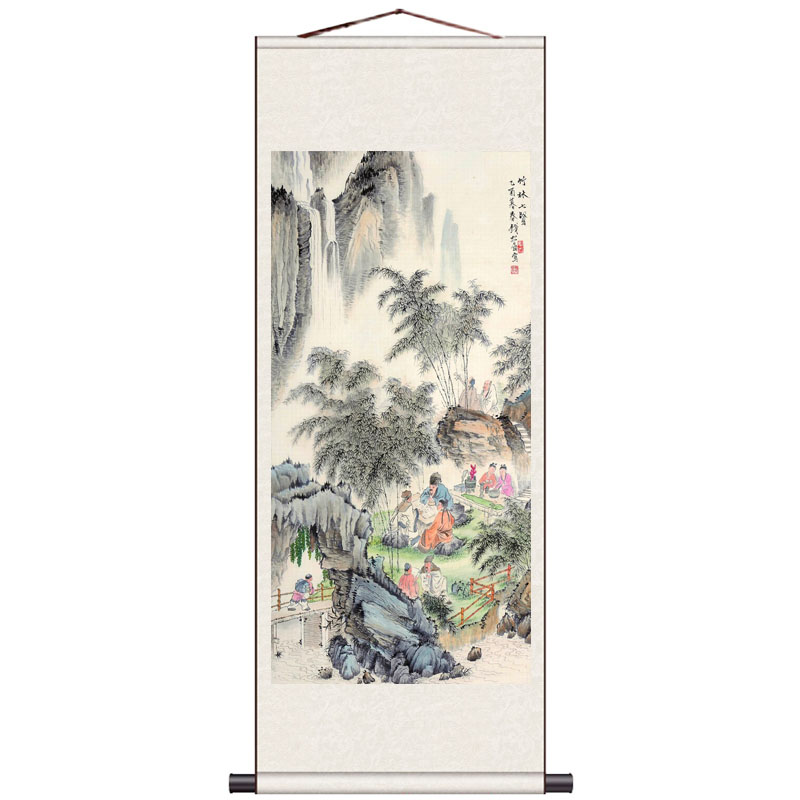 招财山水画聚宝盆漓江山水云天日出招财挂画江山国画山水玄关靠山