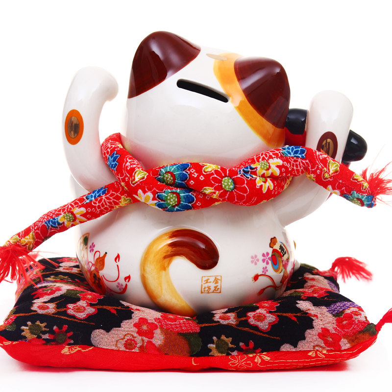 日本正品中号 千客万来招财猫摆件陶瓷储钱罐 创意 开业 礼品