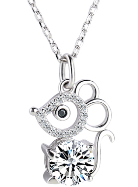 纯银气质个性学生潮鼠年生肖项链