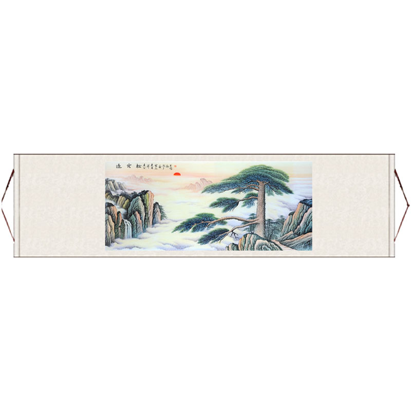 鹏程万里水墨家客厅装饰国画酒店壁画高山流水招财山水玄关迎客松