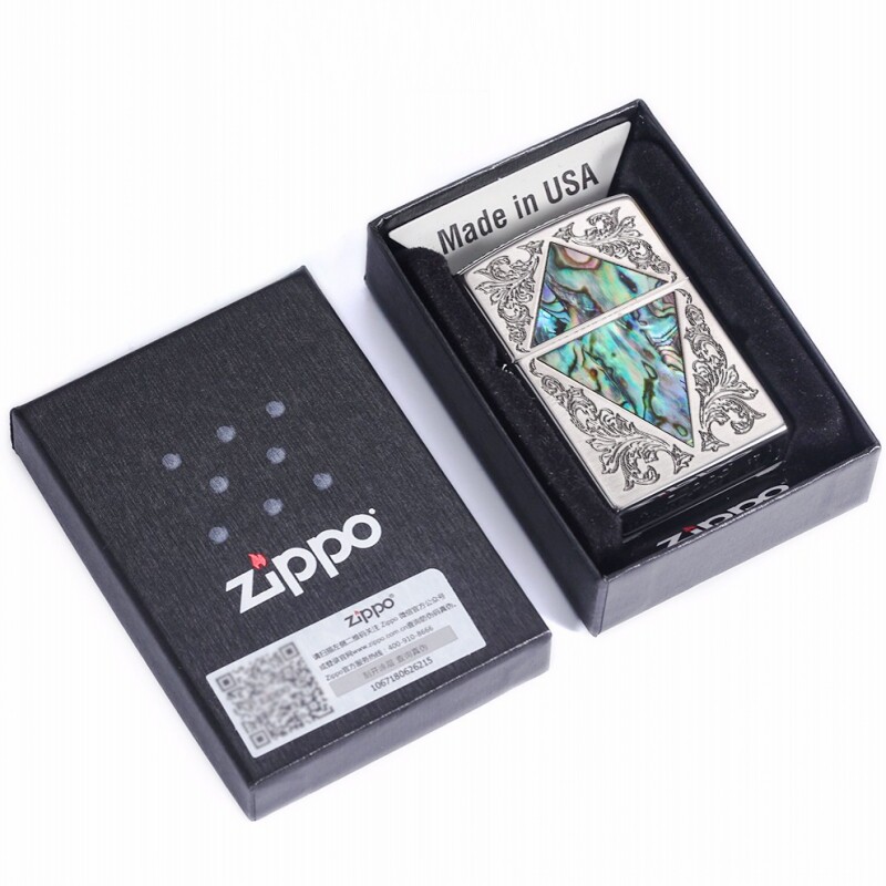 zippo打火机创意彩贝壳镶嵌防风