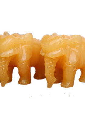 天然大象摆件办公室大象摆件黄玉