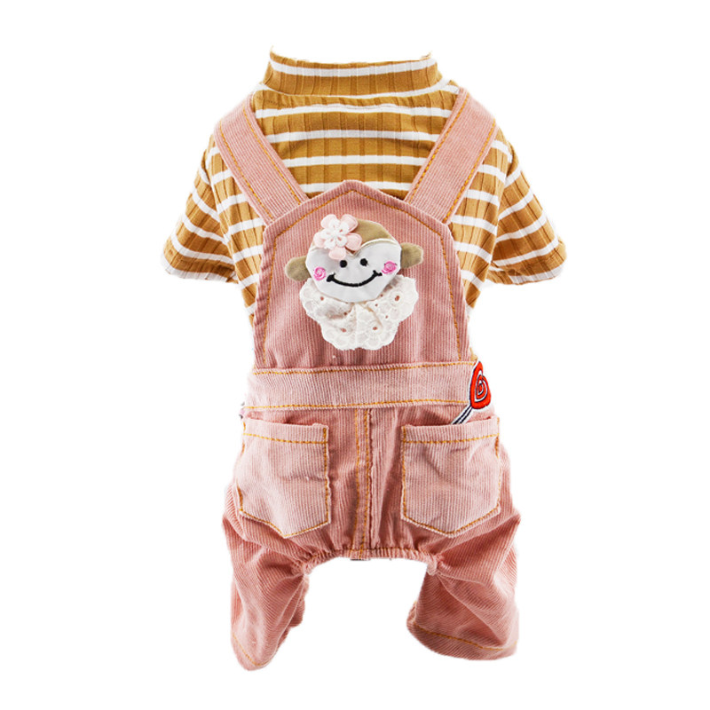 泰迪狗狗穿的衣服薄款春秋装背带条纹四脚衣小型幼犬小金毛柯基猫