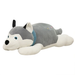 哈士奇毛绒玩具羽绒棉趴狗抱枕可爱狗狗大号公仔娃娃玩偶女生礼物