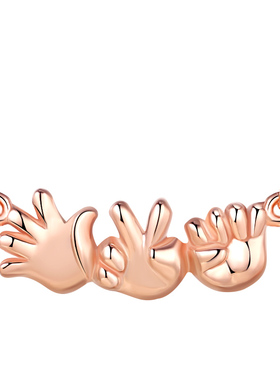 石头剪刀布项链抖音我爱你吊坠