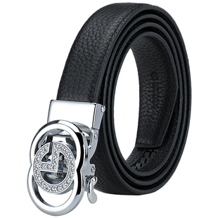 金利来皮带女牛仔裤自动扣细款免打孔牛皮腰带懒人时尚简约裤带