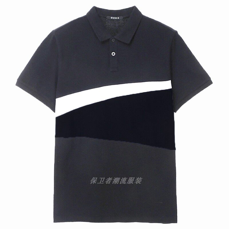 安家罗晋明星同款翻领拼接短袖t恤成熟风穿搭高端polo衫男士衣服
