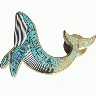 奇妙水岸高档镀金鲸鱼胸针个性珐琅配饰品文艺徽章小清新生日礼物