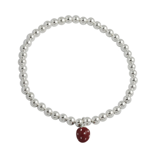 925纯银手链女韩版简约草莓银珠圆珠亲子手串儿童宝宝款