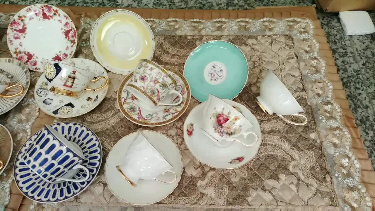 Unique Design Ceramic White Color Coffee Mug Porcelain Gold Rim Mini