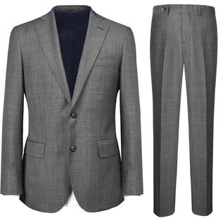 ANOS高定领型设计 鲨鱼纹羊毛单西外套男 商务绅士雅痞英伦西装